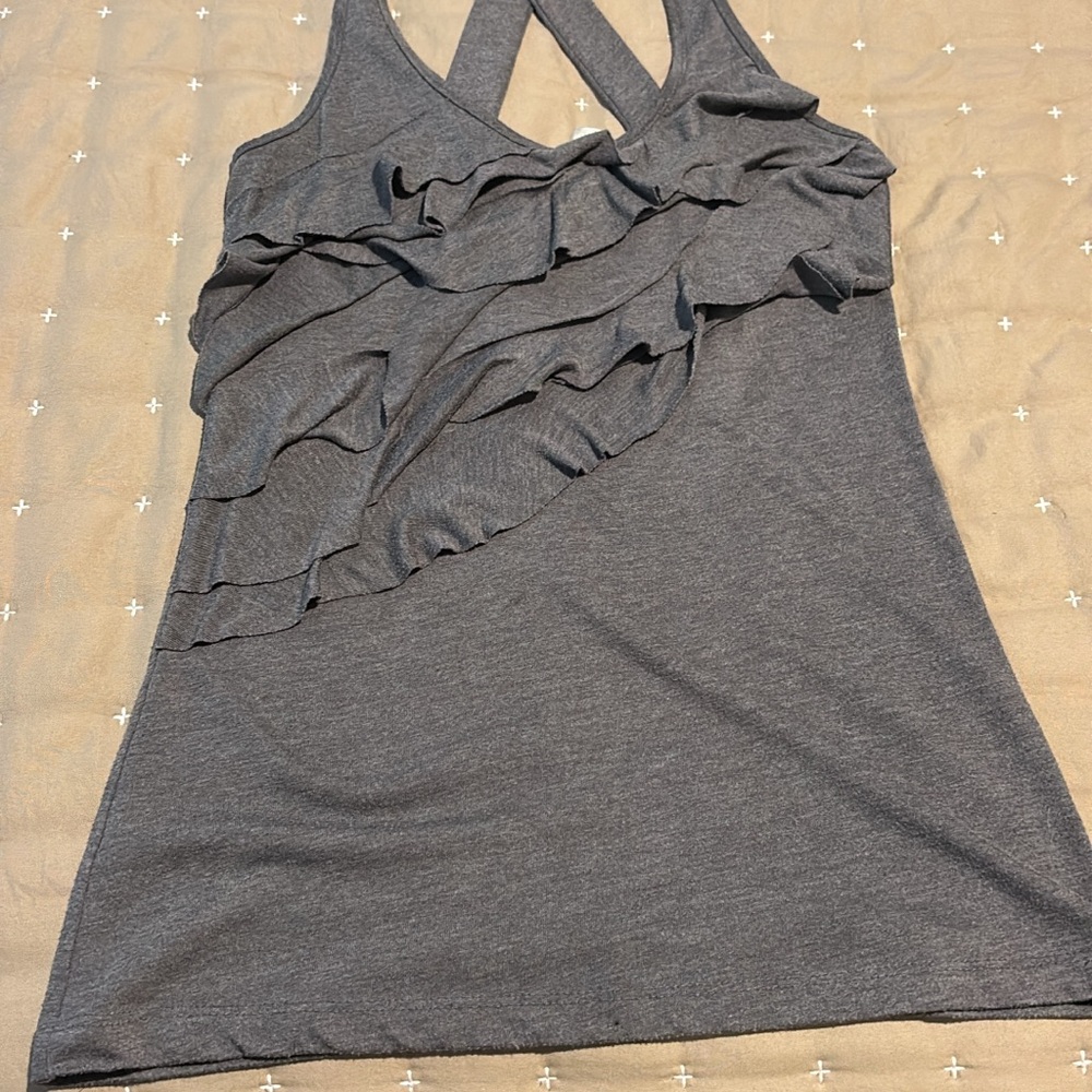 Gray Ruffled Women's Top